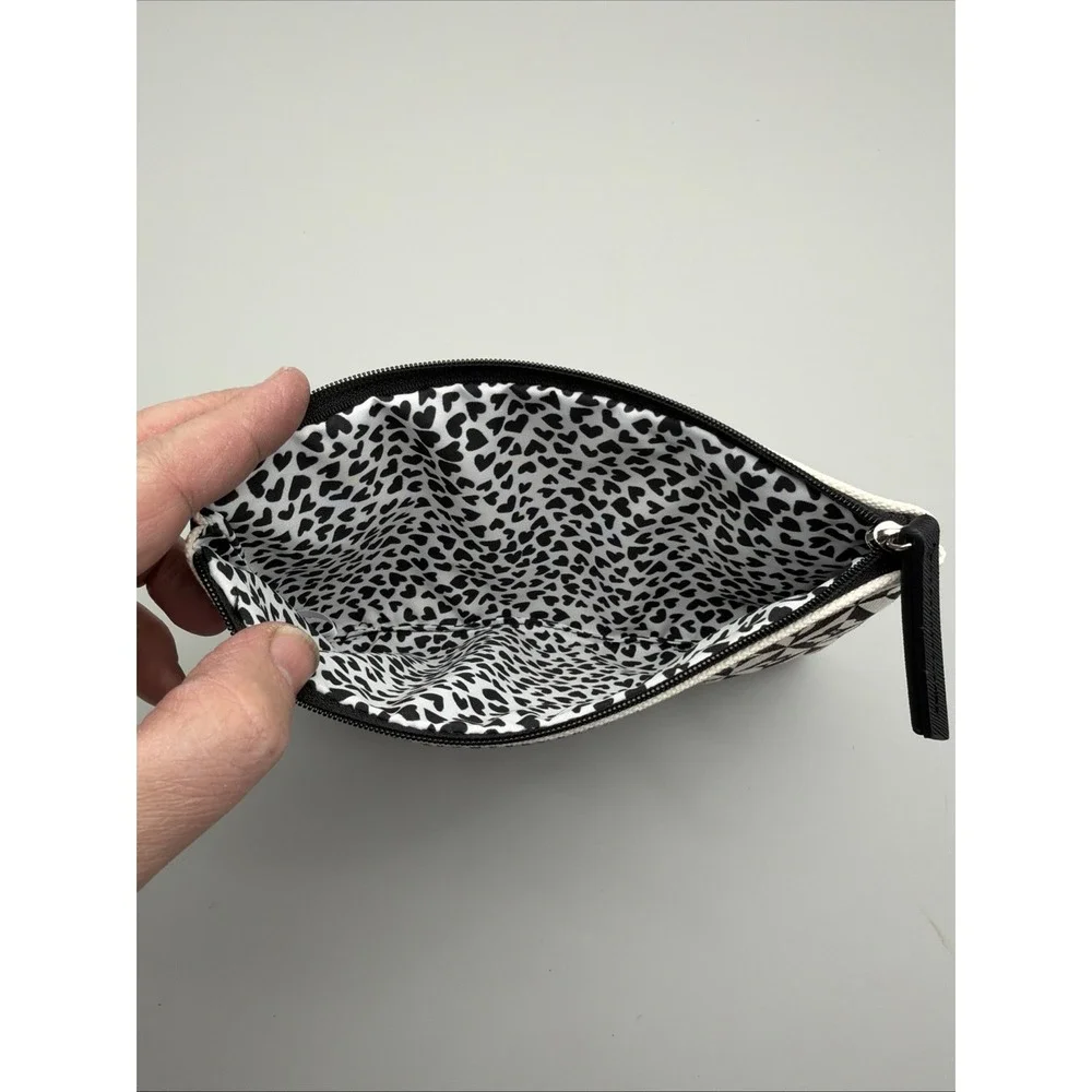 Brighton LOVE Zip Pouch Black White Cosmetic Bag Heart Print NWOT
